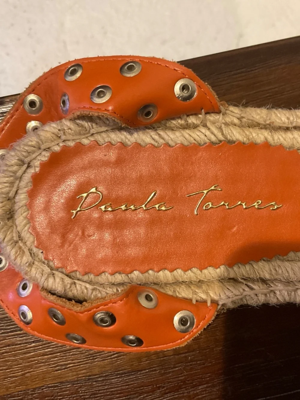 Paula Torres Ava Peach/Tan Leather Espadrilles Size EU 37/ US 6.5/7